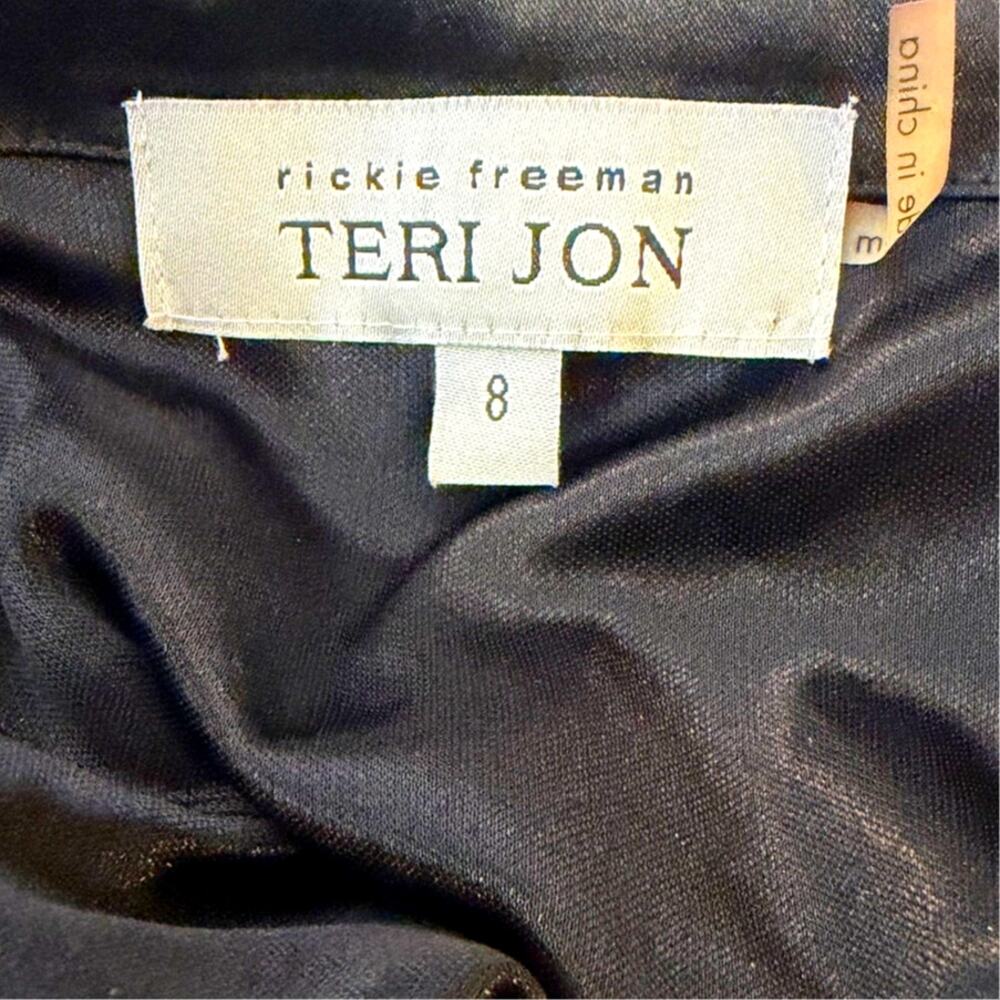 Rickie Freeman Teri Jon Black Sz 8 Velvet Lace Mermaid Gown 8 Black Tie Formal - Picture 8 of 10